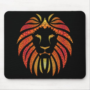 Tribal Abstract Orange Lion Face Mouse Mat