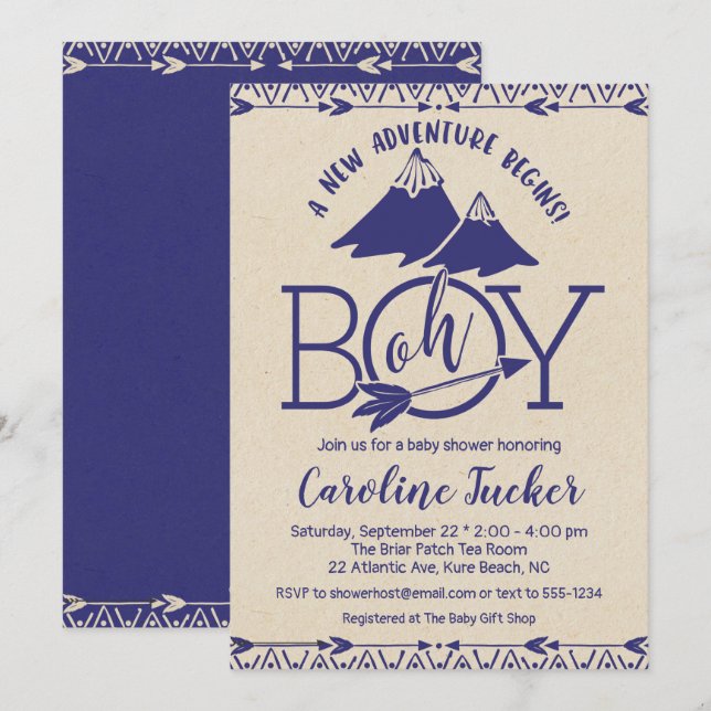 Tribal Adventure Baby Boy Shower Invitation (Front/Back)
