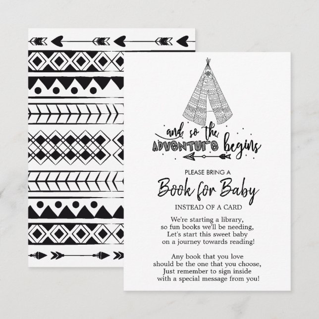 Tribal Adventure Begins Baby Shower Book for Baby Invitation (Front/Back)