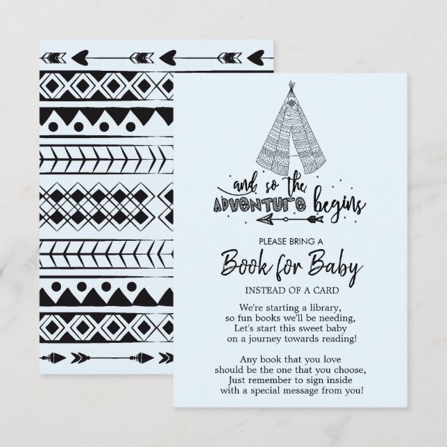 Tribal Adventure Boys Baby Shower Book for Baby Invitation (Front/Back)