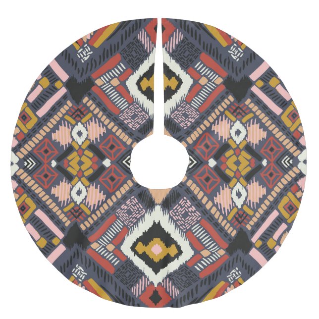 Tribal African Chevron Aztec Pattern Brushed Polyester Tree Skirt (Front)