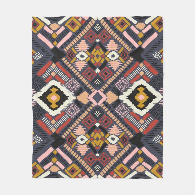 Tribal African Chevron Aztec Pattern Fleece Blanket (Front)