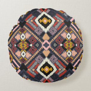 Tribal African Chevron Aztec Pattern Round Cushion