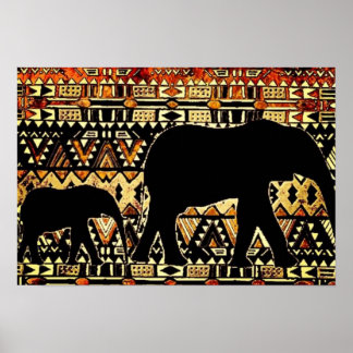 Tribal African elephant art poster