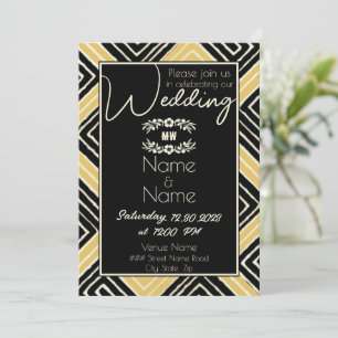 Tribal African Gold and Black Wedding Invitation