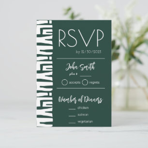 Tribal African Hunter Green Wedding RSVP Card