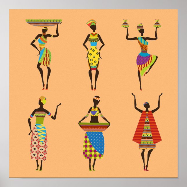 Tribal African ladies in colourful traditional Poster (Front)