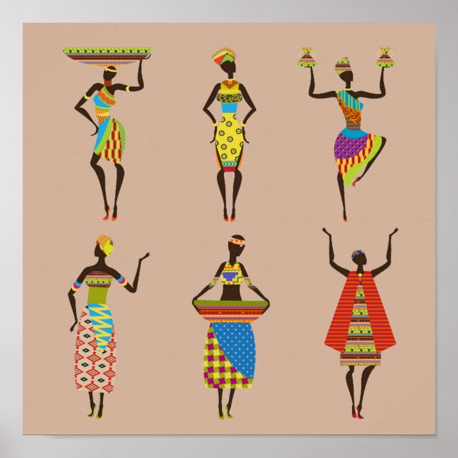 Tribal African ladies in colourful traditional Poster (Front)
