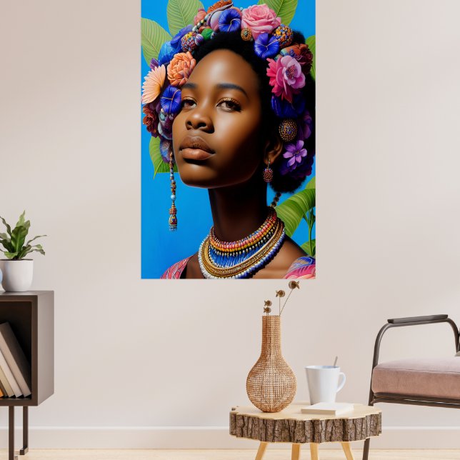 Tribal African lady with flowers in hair Poster (Living Room 3)
