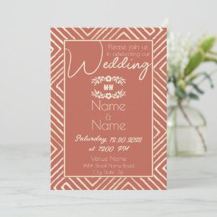 Tribal African Salmon Orange Wedding Invitation
