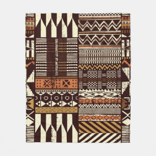 Tribal African style fabric patchwork abstract vin Fleece Blanket