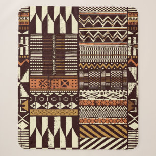 Tribal African style fabric patchwork abstract vin Sherpa Blanket