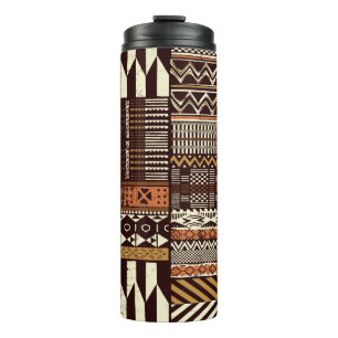 Tribal African style fabric patchwork abstract vin Thermal Tumbler