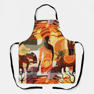 Tribal African Woman and Elephants Apron