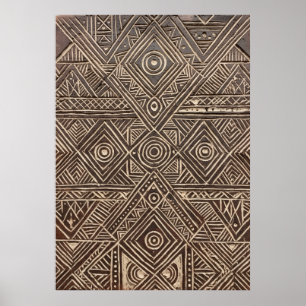 Tribal African Wood Carving Geometric Art Poster