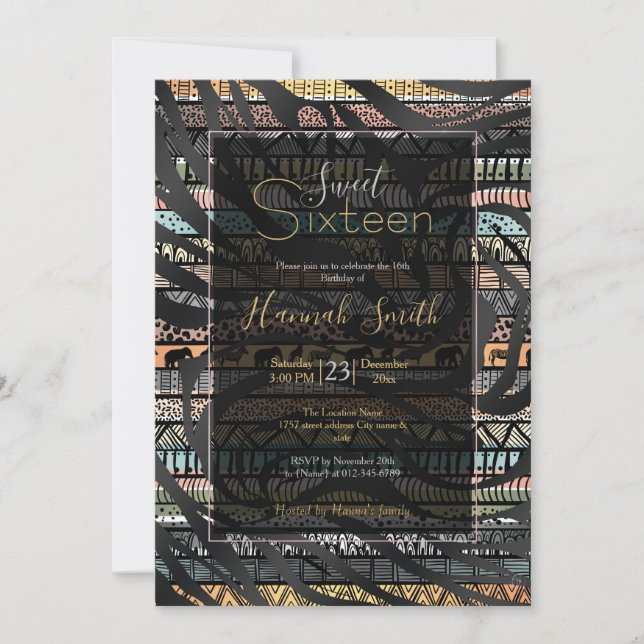 Tribal African Zebra Stripes Pattern Invitation (Front)