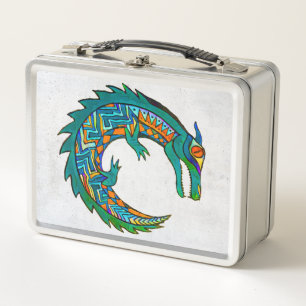 Tribal Alligator Art Metal Lunch Box