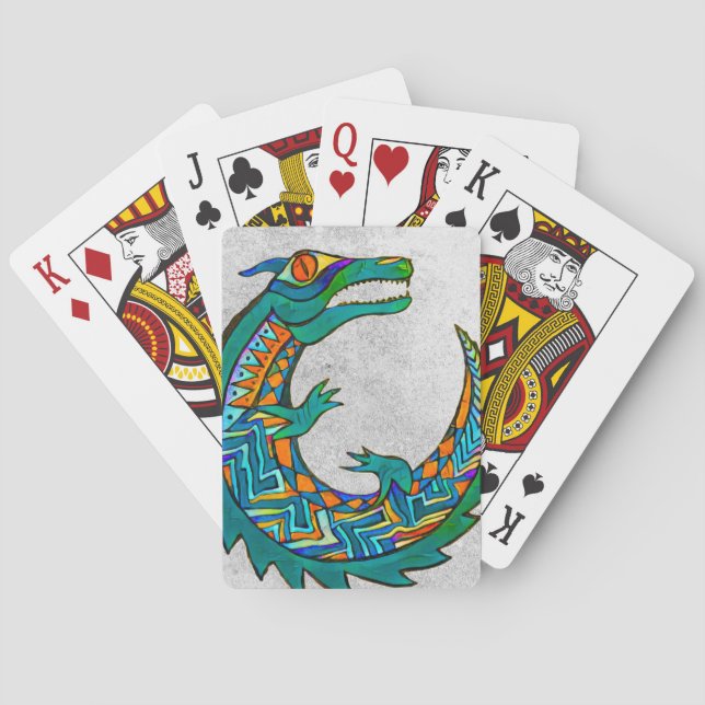 Tribal Alligator Art Playing Cards (Back)