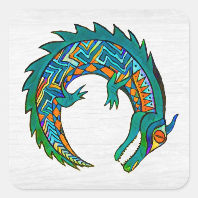 Tribal Alligator Art Square Sticker (Front)