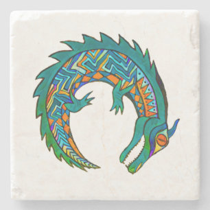 Tribal Alligator Art Stone Coaster