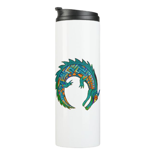 Tribal Alligator Art Thermal Tumbler (Rotated Right)