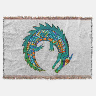 Tribal Alligator Art Throw Blanket