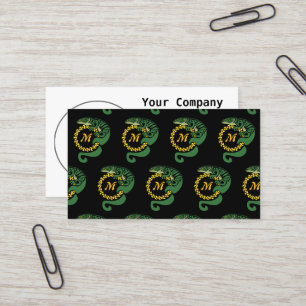 Tribal Alligator Lizard Hugging a Sun Monogram Business Card