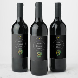 Tribal Alligator Lizard Hugging a Sun Monogram Wine Label