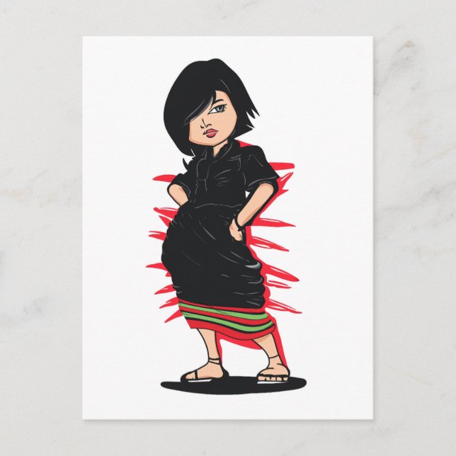 Tribal Angami Naga Girl Digital Art Postcard (Front)