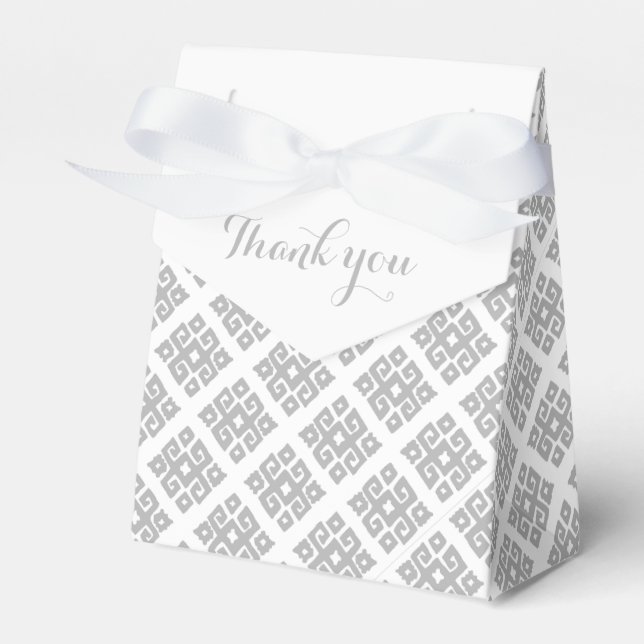 Tribal angular grey white thank you gift box (Front Side)