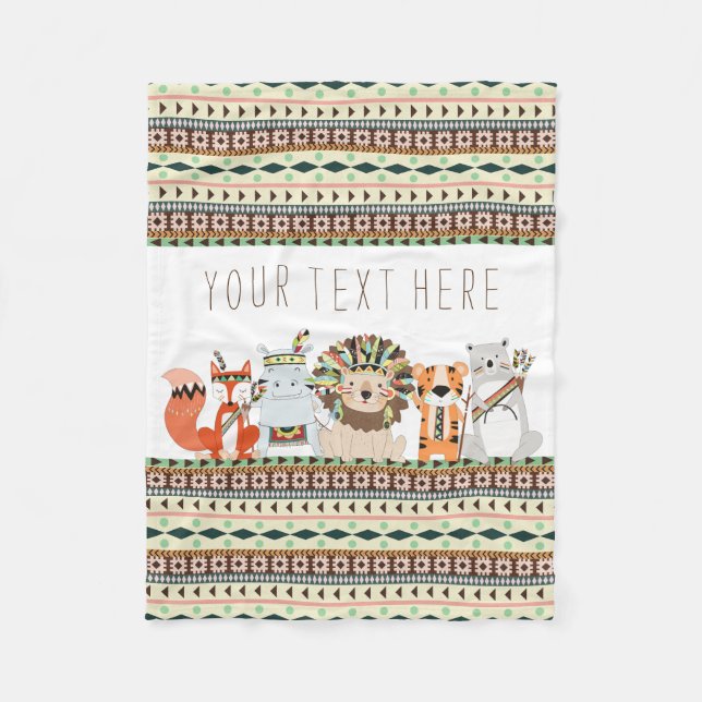 Tribal Animal Baby Fleece Blanket (Front)