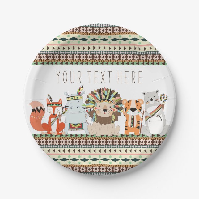Tribal Animal Baby Shower Paper Plate (Front)