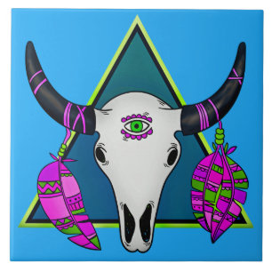 Tribal animal skull tile