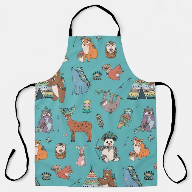 Tribal animals: woodland forest pattern. apron (Front)