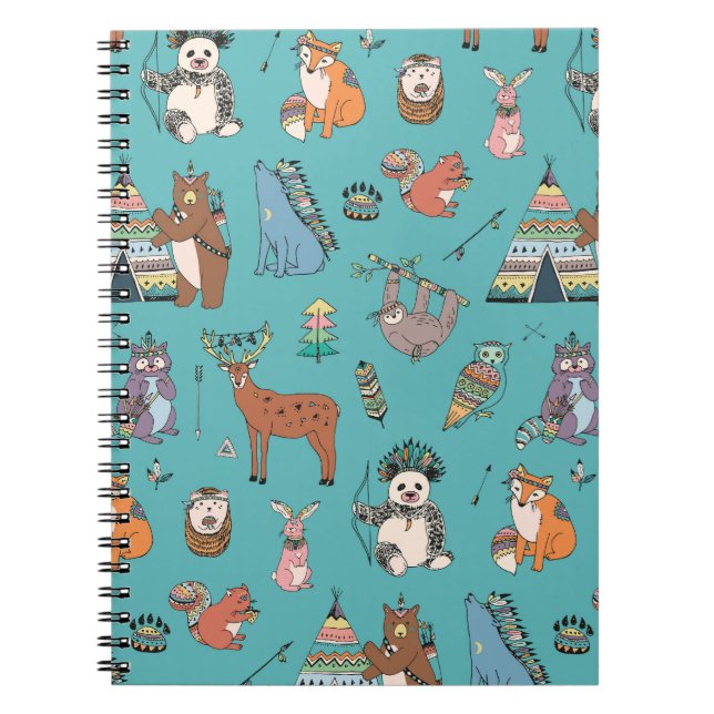Tribal animals: woodland forest pattern. notebook (Front)