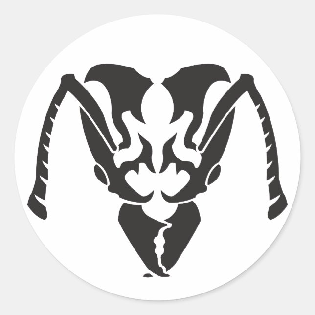 tribal-ant_black classic round sticker (Front)