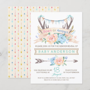 Tribal Antler Boho Gender Reveal Invitation