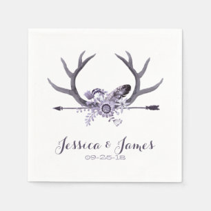 Tribal Arrow and Antlers Purple Napkin