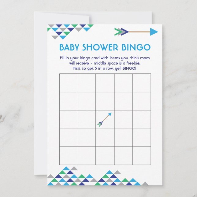 Tribal & Arrow Baby Boy Shower Bingo Cards (Front)