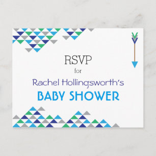 Tribal & Arrow Baby Boy Shower RSVP Postcard