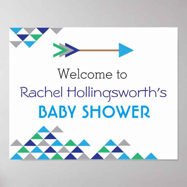 Tribal & Arrow Baby Boy Shower Welcome Poster (Front)
