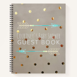 Tribal Arrow Baby Shower Guest Book Kraft Dots