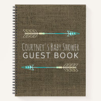 Tribal Arrow Baby Shower Guest Book Rustic Burlap