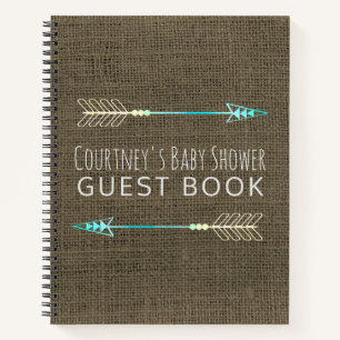 Tribal Arrow Baby Shower Guest Book Rustic Burlap