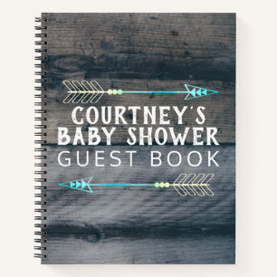Tribal Arrow Baby Shower Guest Book Rustic Wood