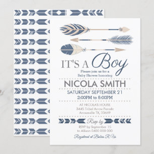 Tribal Arrow Baby Shower Invitation Boy