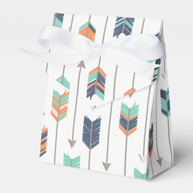 Tribal Arrow Blue Orange Green Favour Box (Front Side)