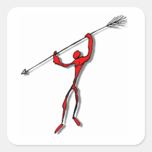 Tribal Arrow Spear Figure red Square Sticker