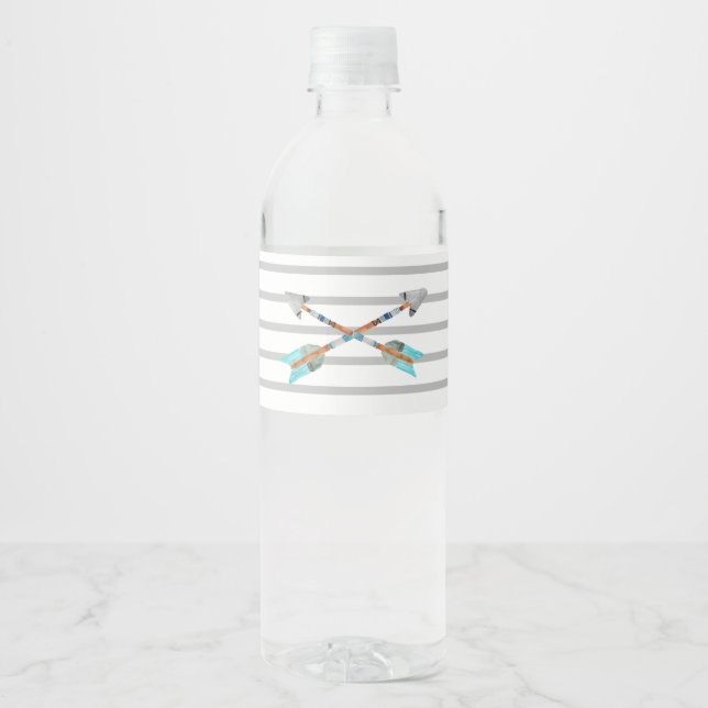 Tribal arrow wild one water bottle label (Front)