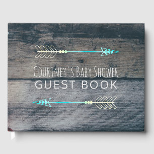 Tribal Arrows Baby Boy Rustic Wood Baby Shower Guest Book
